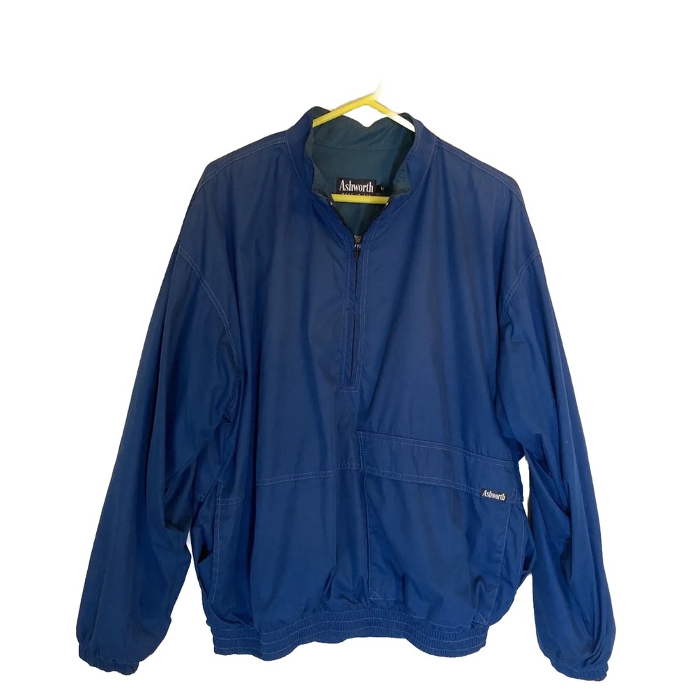 Ashworth Jacket Size Large Blue Golf 1/2 Zip Clima Guard